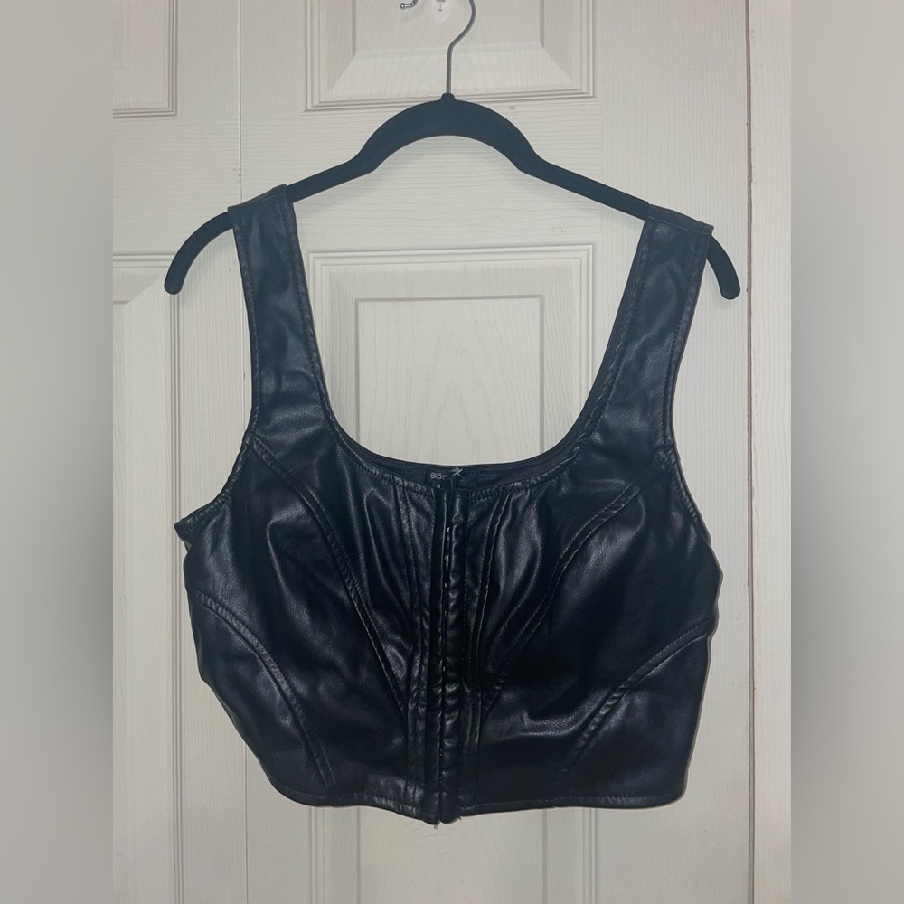 Black PU leather corset top